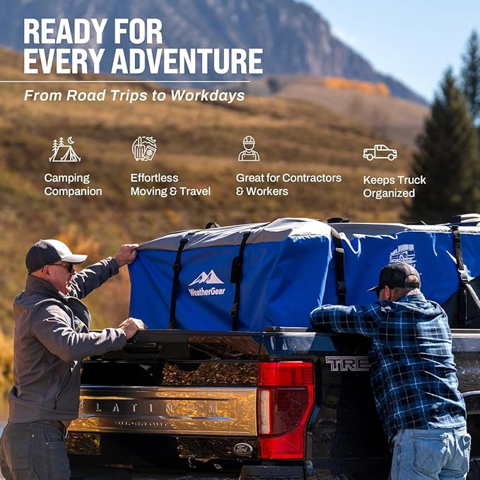 TruckDuffle Truck Bed Cargo Bag – Expands to Cab Height (49 Cu Ft) – Cinches to Fit Any Load – Weatherproof Welded-Seam PVC – Works with or Without Tonneau – Fits Compact to Fullsize Trucks
