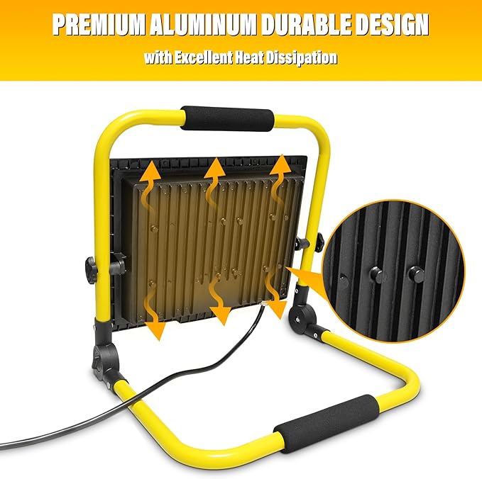 Willpower Portable LED Work Light 150W Job Site Lights 15000LM IP66 Waterproof Construction Floodlights Outdoor with Stand 6000K Daylight White for Camping Workshop Garage with 3.5m Wire Plug