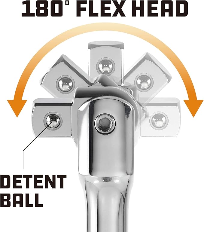 Powerbuilt 3/4" Drive Flex Handle, 19 Inches Long Extension Breaker Bar, Chrome Vanadium Steel Made - 643502