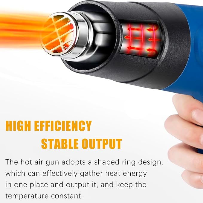 Heat Gun for Vinyl Wrap, Heat Gun for Crafting, Heat Gun Blower, Shop Heat Gun, 2000W Heat Guns Hot Air Gun Kit with 4 Nozzle Attachments for Crafts, Shrinking PVC, Stripping Paint by 9TH SHOP