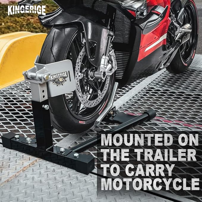 Adjustable Motorcycle Wheel Chock for Trailer, Heavy Duty Upfront Wheel Motorcycle Chock, Front Wheel Motorbike Trailer Wheel Chock, Front Wheel Motorcycle Wheel Chock, 16" to 21"