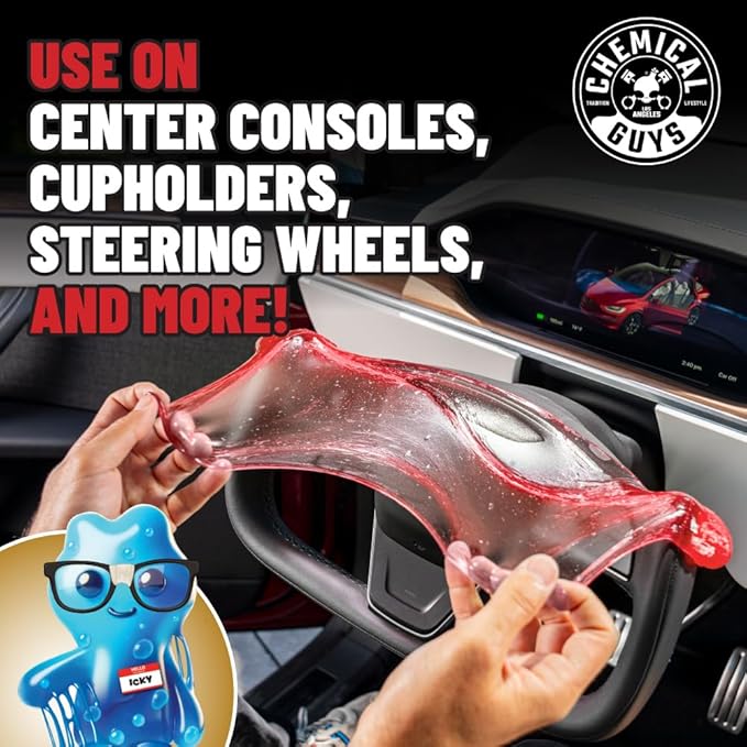 Chemical Guys Sticky Icky Car Cleaning Gel, Sweet Strawberry, Interior Car Cleaner, Reusable Automotive Crevice & Interior Dust Cleaner for Air Ventss, Cup Holders & Keyboards, 0.88 Ounce (Pack of 4)