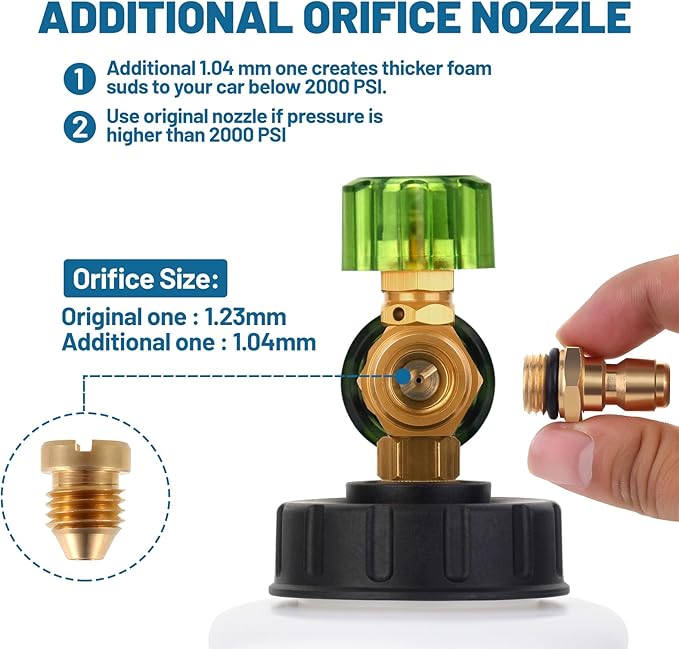 DUSICHIN DUS-007 Snow Foam Lance Foam Cannon Adjustable Jet Wash, Quick Release 1/4" Fitting 5 Pressure Washer Nozzles for Car Detailing Pressure Washer Black