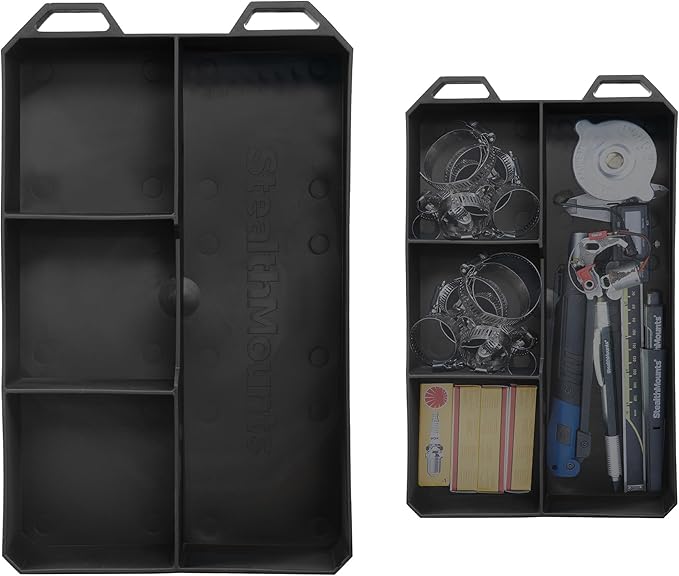 StealthMounts Quad FlexiTray | Flexible Tool Trays Compatible with Milwaukee PACKOUT | Organiser for Tools, Nuts, Bolts & Parts | Workshop, Garage & Van Storage | Made in The UK
