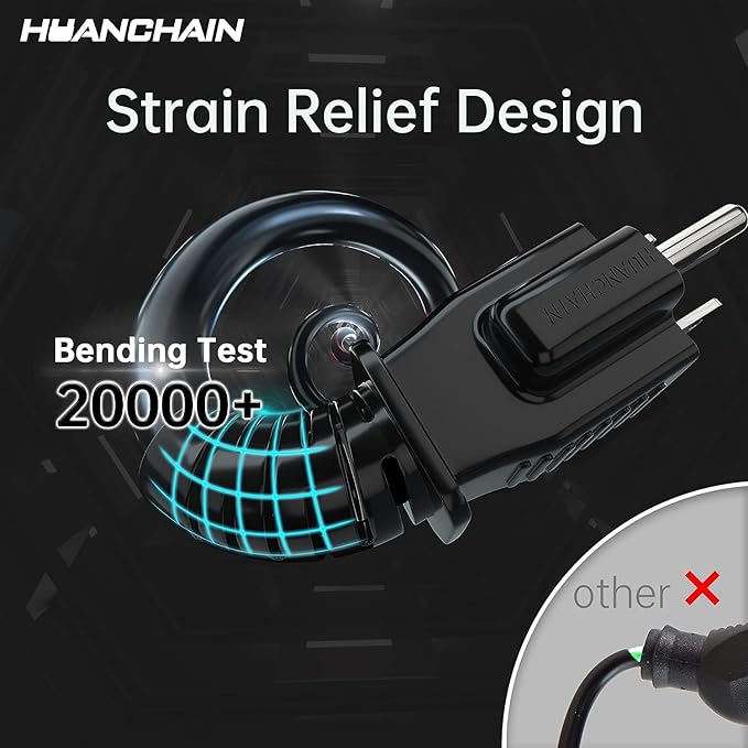 HUANCHAIN 20 FT Outdoor Extension Cord Waterproof, 16/3 Gauge 3 Prong Black Extension Cord Outside, 13A 1625W 16AWG SJTW, Flexible Cold-Resistant Appliance Electric Cable, ETL
