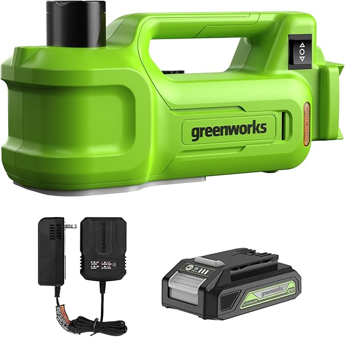 Greenworks 24V Cordless Car Jack Kit, 3 Ton Max Loading For Vehicle Weigh Hydraulic Jack with 2Ah Battery and Charger
