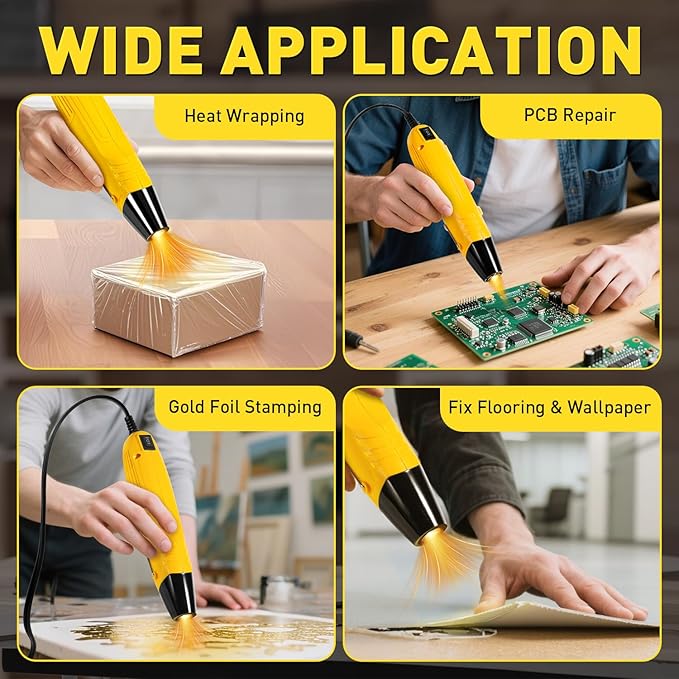 haisstronica Mini Heat Gun 350W, 2 Temp Settings 482°F/752°F (250°C/400°C), Hot Air Tool with Metal Stand & Nozzle Guard, 110V Corded Heat Shrink Gun for Shrink Tubing, Crafts, Embossing, Vinyl Wrap