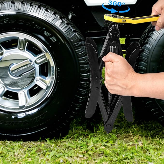 RV Wheel Chock Stabilizer X-Shaped, Adjustable 3.5-12 Inch Heavy Duty Wheel Stabilizer Lock for Travel Trailer, Camper & RV, Includes Wrench, Socket & Tools for Trailer Stabilizing