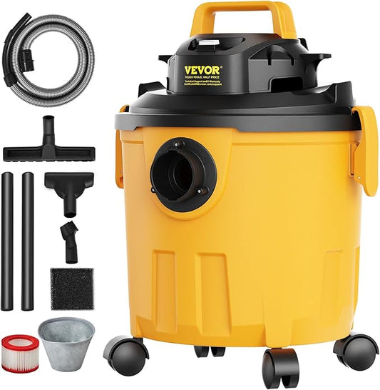 VEVOR Wet Dry Vacuum Cleaner Bundle - 5 Gallon 6 Peak HP and 2.6 Gallon 2.5 Peak HP Portable Shop Vacuums