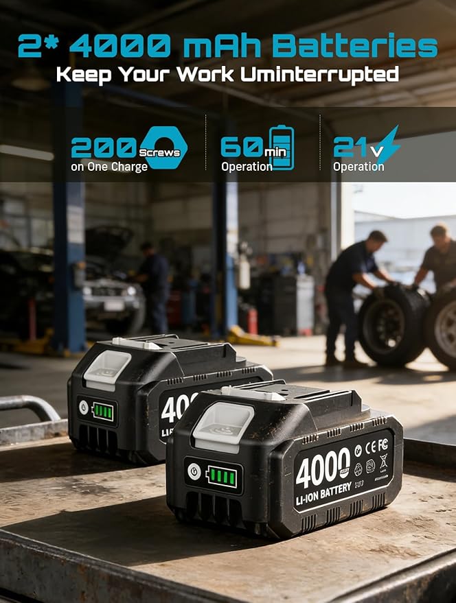 Seesii Cordless Impact Wrench 1/2 inch, High Torque 479 Ft-lbs(650Nm) Brushless Impact Gun,2500RPM w/2x4.0 Battery, 6 Sockets,8 Drill Bits, High Torque Power Impact Driver for Car Home,WH700