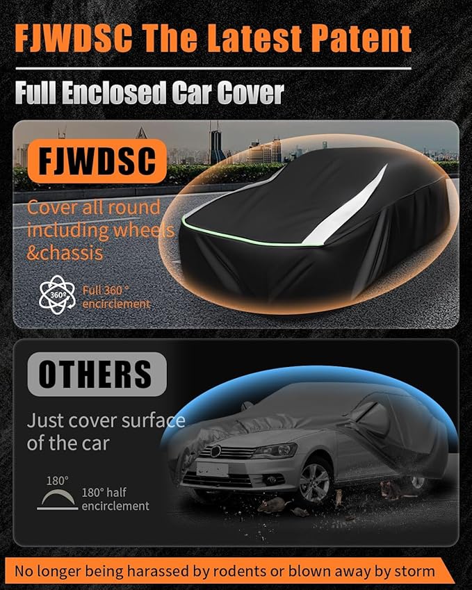 Full Enclosed Car Covers Universal Fit VW Beetle/Golf,Porsche Boxster,350z/370z,Audi TT/A3,BMW Z4,Supra A90/Integra,BRZ,Mini Cooper Clubman Sedan/Coupe/Cabrio/Hatchback Length 165-177 inches