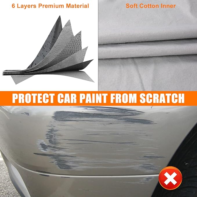 Waterproof Car Cover Replace for 1967-1973 Chevy Camaro, 6 Layers All Weather Car Cover with Zipper Door & Windproof Bands for Snow Rain Dust Hail Protection (1967-1973)