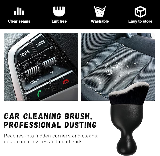 Ziciner Car Detailing Brush, Curved Soft Bristles Auto Removal Dust Collectors, Universal Vehicle Dashboard, Air Conditioner Vents etc Interior Cleaning Tool Accessories (Black/White)