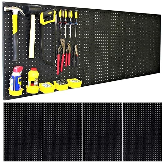 WallPeg Pegboard Kit - 4 Each 24"x16" Peg Board Panels - Made in USA - Mounted Size is 64" x 24" Pegboards Wall Organizer for Walls Home, Garage Tool Storage, Office Organization, Kitchen, Craft Room