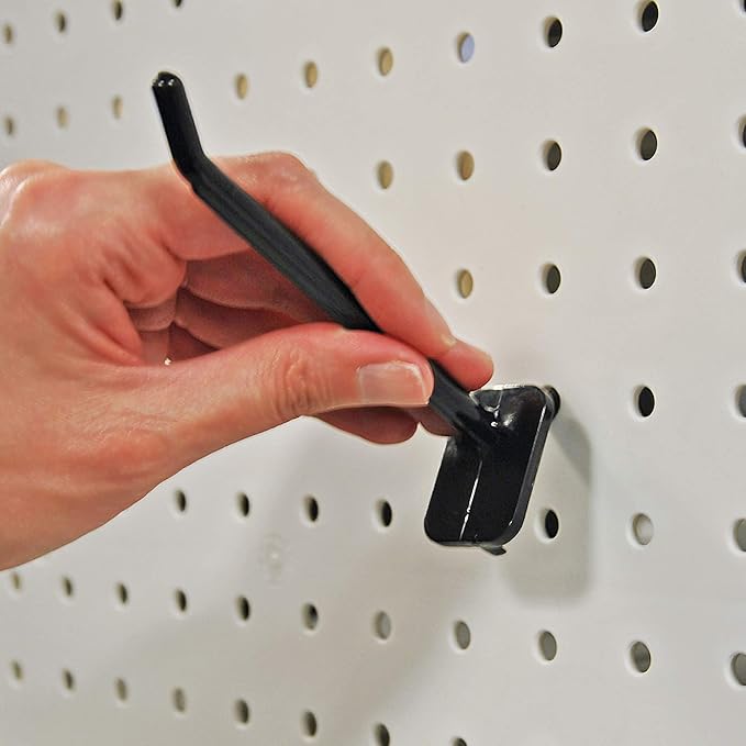 Azar Displays 800004-B Pack of 50 Black Pegboard Hooks (Also Available in White & Clear) - 4” Pegboard Hook Set (2” & 6” Pegboard J Hooks Also Available) - Polycarbonate Plastic Hooks for Retail