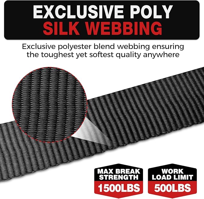 Retractable Ratchet Straps with Soft Loops (4 Pack)-(1,500lb Break Strength)-1 Inch x 12 Feet Heavy Duty Auto Self Retracting Tie Down Strap for Truck, Cargo Trailer, Motorcycle, Rad & More
