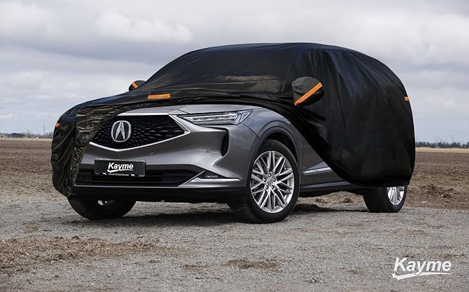 Kayme 7 Layers SUV Car Cover Custom Fit for Acura MDX (2001-2025) Waterproof All Weather for Automobiles, Outdoor Full Cover Rain Sun UV Protection.Black
