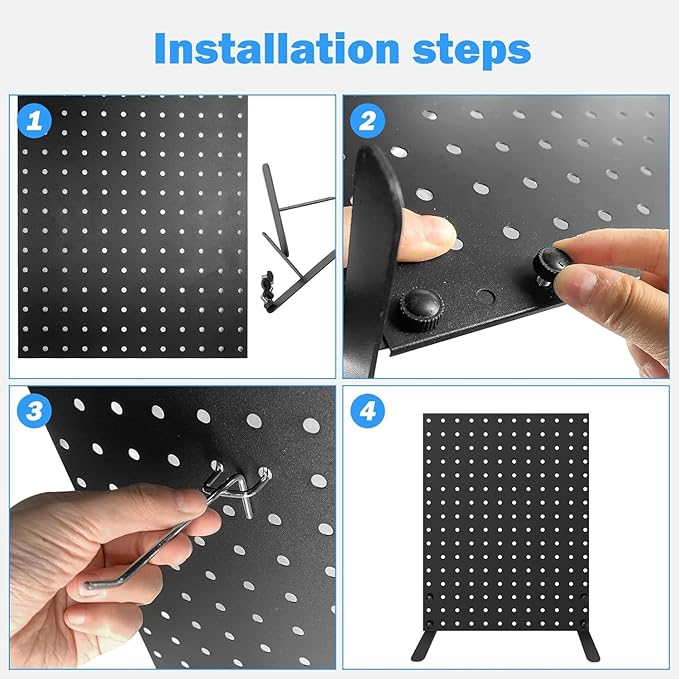 4 PCS Pegboard Display Stand With 40 Peg Hooks for Retail Craft Shows & Fairs - Metal Product Merchandise Display Rack for Selling Accessories, Display Stands for Boutique, Stores, Vendors & Events (4pcs)