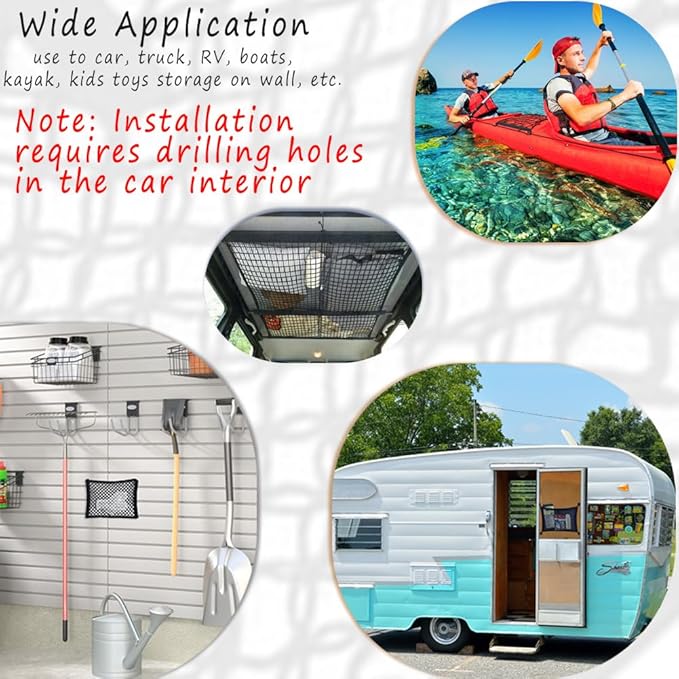 Small Cargo Net, RV Storage Mesh Net, Stretchable Cargo Pouches for Camper, Elastic Netting on Walls for Collecting Kids Toys (2)