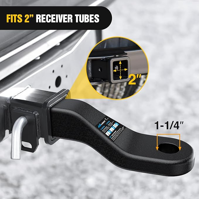 Nilight Forged Trailer Hitch Mount Fits 2 Inch Receiver Square 5/8" Hitch Pin Clip 17000 lbs 2" Drop, 1-1/4” Hole, Gloss Black Powder Coat