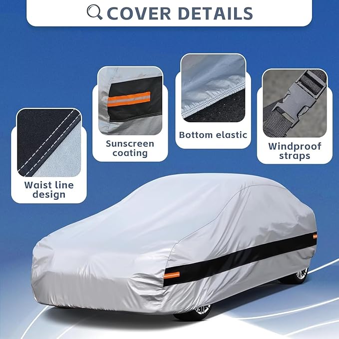 10 Layers Car Cover Custom Fit for BMW Z4 E85, E89, G29 (2009-2025), Waterproof All Weather for Automobiles, Outdoor Full Cover Sun Dust Rain Protection with Cotton. Silver