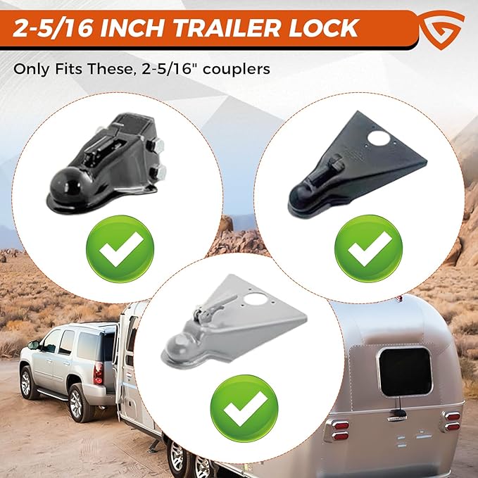 Heavy Duty Trailer Hitch Locks Fits 2-5/16" Couplers, Upgraded Anti Theft Trailer Tongue Lock Secure with Coupler and Safety Chain, Trailer Lock for RV Camper Trailer Truck Pickup Boats
