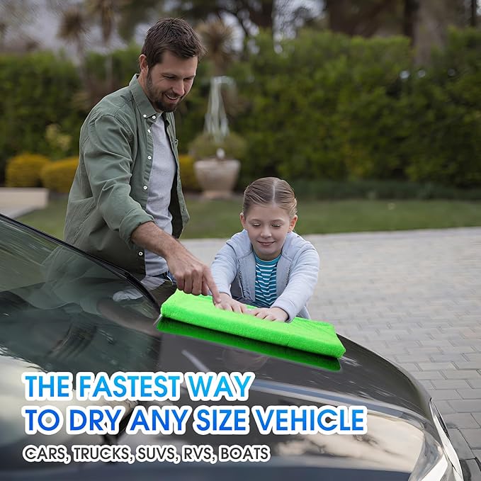 48”x24” Car Drying Towel for Full-Sized SUV, Dual Sided Car Cleaning Cloth with Twisting Yarn Technique, 1300GSM Super Absorbent Scratch-Free, Twisted-Loop Microfiber Towels for Cars, Trucks