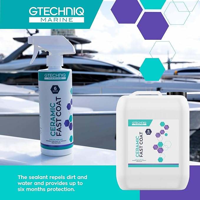 Gtechniq Ceramic Fast Coat - Marine Ceramic Coat - Spray-on, Wipe-Off Ceramic Sealant for Boats - High Gloss, Optically Clear Finish, UV Protection - Dirt & Water Repellent