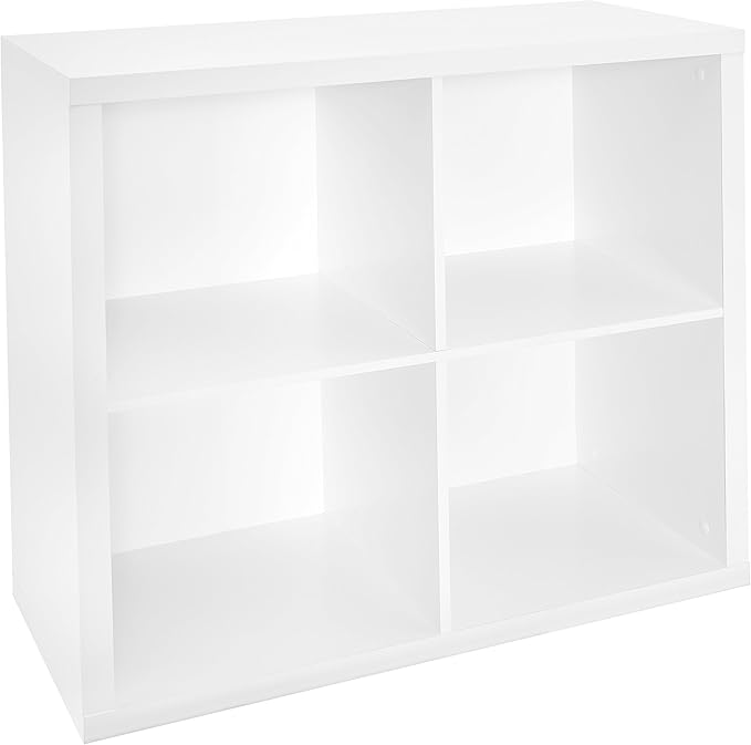 ClosetMaid 4 Cube Storage Shelf Organizer Bookshelf with Back Panel, Easy Assembly, Wood, White Finish