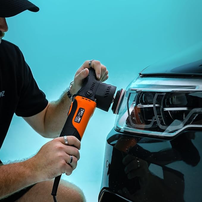 AUTIWOZ Mini Polisher, 2/3Inch Small Buffer Polisher, 630W with 12mm Random Orbital, Dual Action Car Polishers and Buffers for Car Detailing, Headlight Polishing, 2500-7000RPM with Soft Start, W02