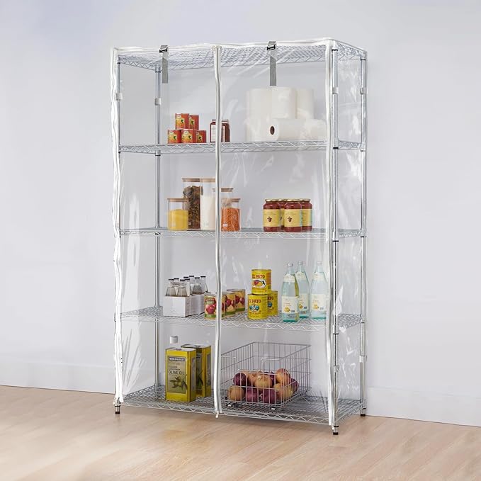 Heavy-Duty Waterproof Wire Shelf Cover, Garage Storage Shelving Protector, Universal Fit 60 x 24 x 72 Inch Rack Covers with 1" Tolerance (Clear)