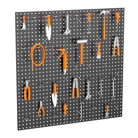 TORACK 4 PCS 16 x16 in Pegboard Panels for Wall Garage Tools Organizer Pegboard for Workbench, Modular Peg Board Tool Board(Pack of 4, Black)