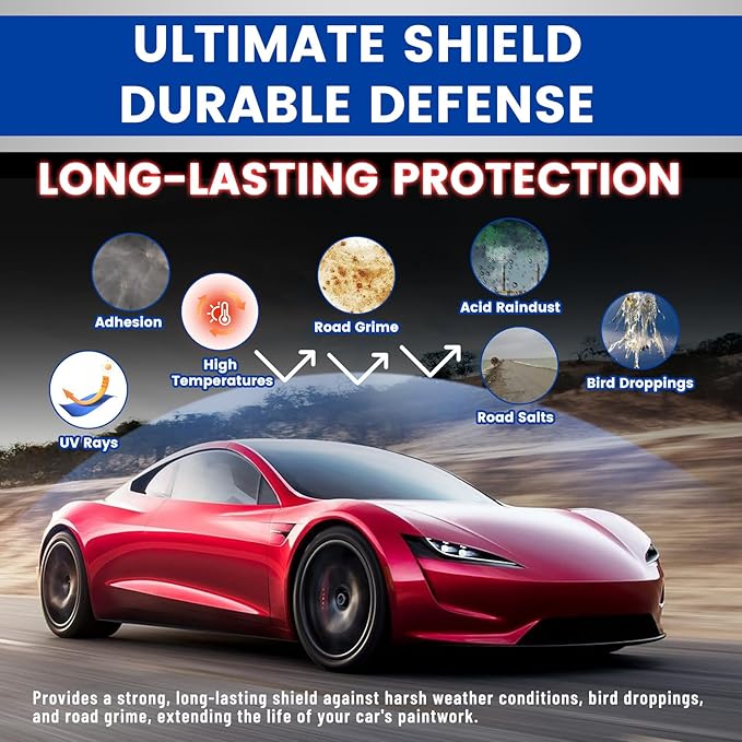 Car Wax Polish Ceramic Coating Carnauba Wax Extra Gloss Paint Sealant Polishing Long Lasting Shine Hydrophobic for Cars, Trucks, SUVs, RVs with Microfiber Towel & Applicator Pad - 3.5oz/100g