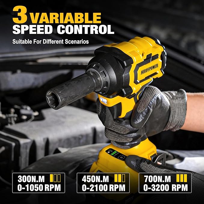20v 3/8'' Cordless Ratchet Wrench 44 ft-lbs (60 Nm) and 1/2'' Brushless Impact Wrench 516 ft-lbs(700 Nm) Combo Set, with Variable Speed, LED Light, 4.0Ah &2.0Ah Battery, Charger