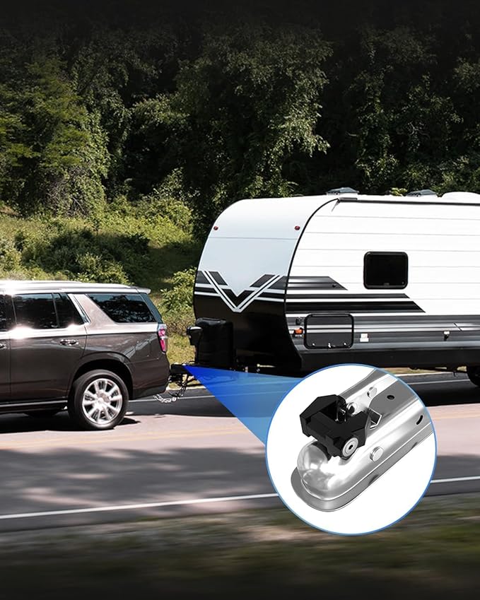 DEEAGLE Trailer Lock, Wide 1.2” Span, 1/4” Dia Trailer Coupler Tongue Lock, Wide Trailer Locks, Boat Trailer Locks for Towing Trailer Security, Black