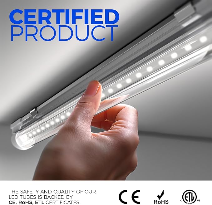 Barrina 5000K 1.5FT LED Shop Light, 3450LM, 25W, T8 Under Cabinet Lighting, Workbench, Workshop, Room, Kitchen, Tube Light, Linkable Ceiling Lights Fixture with Built-in ON/Off Switch, ETL, 2 Packs