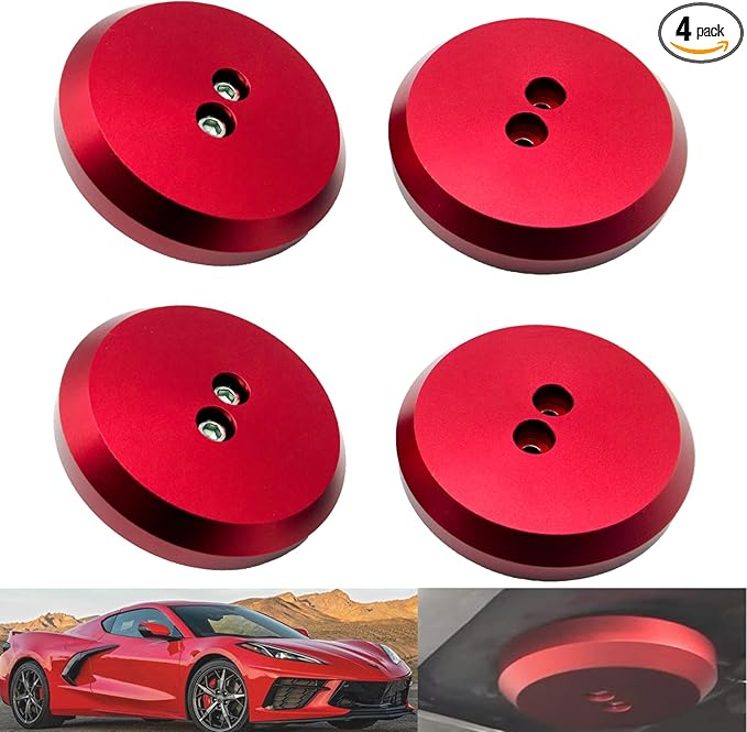 4 Packs Jack Pad Adapter, Aluminum Jacking Puck, Billet Floor Jack Pads Compatible with Chevrolet Corvette C5 C6 C7 C8 Z06 Zr1 and Most Porsche Frame Rail (Red)
