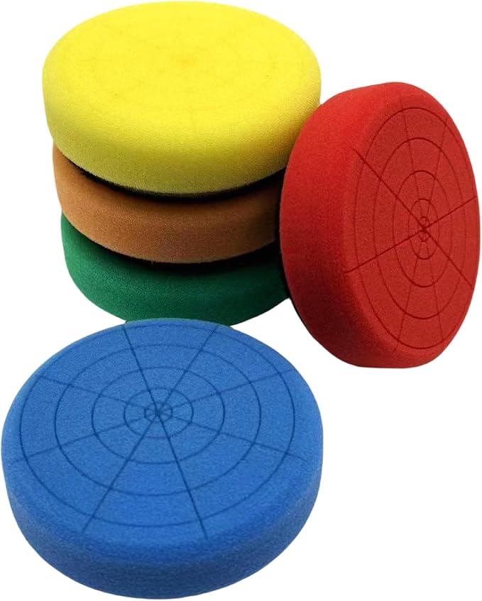 5Pcs 6" Buffing Sponge Pads Kit for Buffer Polisher, Cutting, & Car Polish Pad Premium Hook & Loop Buffing Polishing Pads Kit, Cutting Pads for Car Buffer Polisher Polishing 6inch