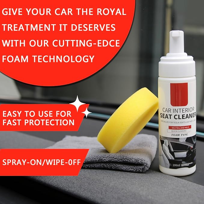 Interior Cleaner for Tesla White & Black Vegan Leather Seat Protectant Car Care Cleaning Kit Stain Remover Safe for Tesla Model 3 Highland/Y/S/X CyberTruck Accessories