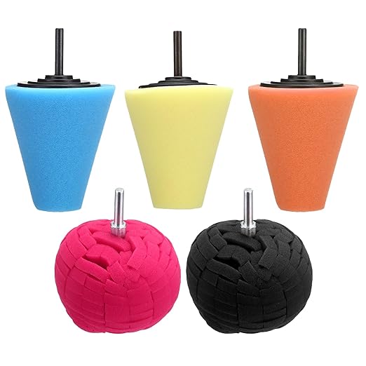 5Pcs Aluminum Polishing Kit Foam Sponge Polishing Balls Wheel Polishing Kit for Drills, Car Wheel and Polisher Kits for Car Care, Chrome, Rims, Metal, Plastic, Ceramic and Glass.