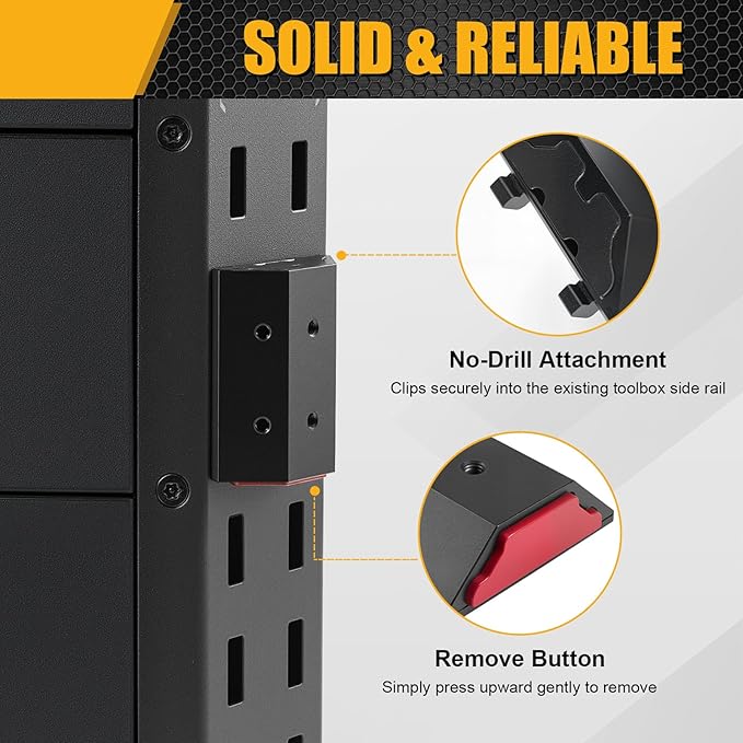 Rail Clip Compatible with ToughBuilt StackTech Tool Box with Rails, DIY Mounting Connector for Custom Tool Holders and Accessories, No-Drill Clip for Side Rail System