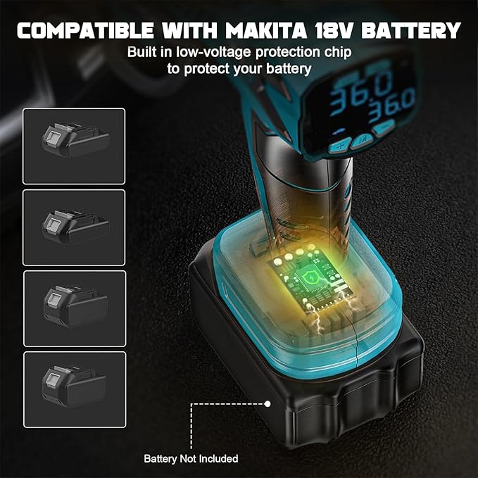 Tire Inflator Air Compressor Compatible with Makita 18V Battery, LIVOWALNY 160 PSI Cordless Portable Electric Air Pump 2026 Bigger LCD Digital Pressure Gauge for Car, Bike, Sport Ball (No Battery)