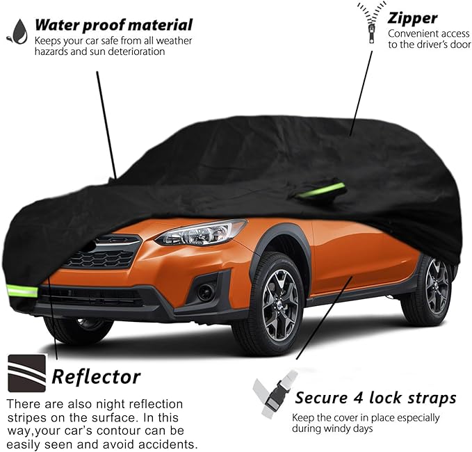 YIXIN Waterproof Car Cover for 2013-2026 Subaru Crosstrek/XV Car Cover Custom Fit 100% Waterproof Windproof Strap & Single Door Zipper Bands for Snow Rain Dust Hail Protection (Subaru Crosstrek)