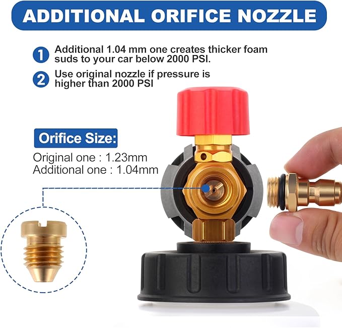 DUSICHIN Foam Cannon Short Pressure Washer Gun 1/4 Inch Quick Connector,5 Pressure Washer Nozzle Tips Car Wash Foam Gun 3/8'' Swivel Quick Connector,M22-14mm M22-15mm Fitting,Not Use with Garden Hose
