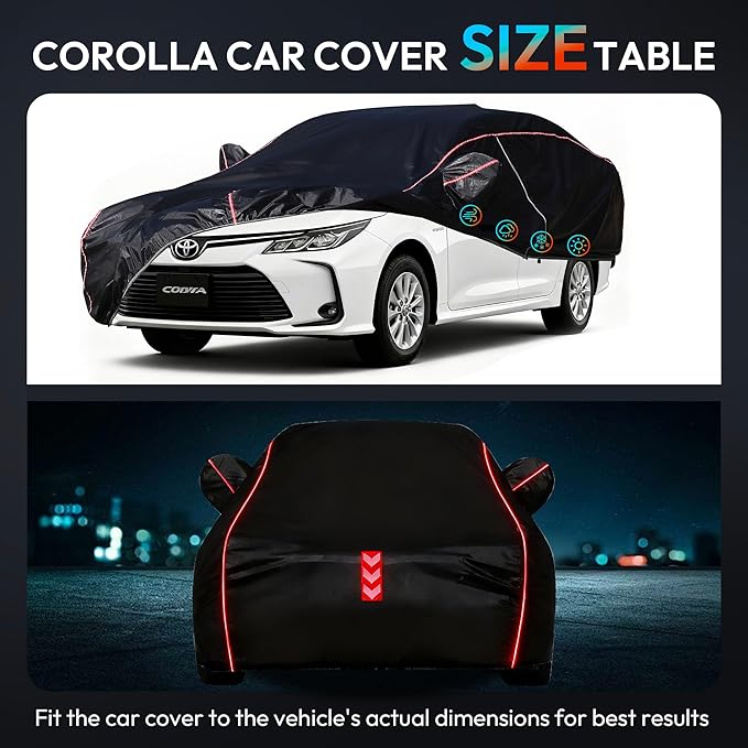 Car Cover for Toyota Corolla 1991-2025,All-Around Fastening 60s Quick-Install, 4 Upgrades for Car Cover Waterproof All Weather