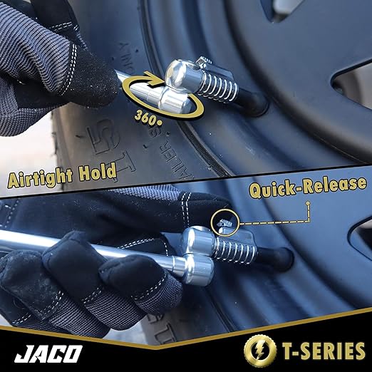 JACO FlowPro Digital Tire Inflator Gauge (200 PSI) with Lock-on Dually Air Chuck (Bundle Kit)