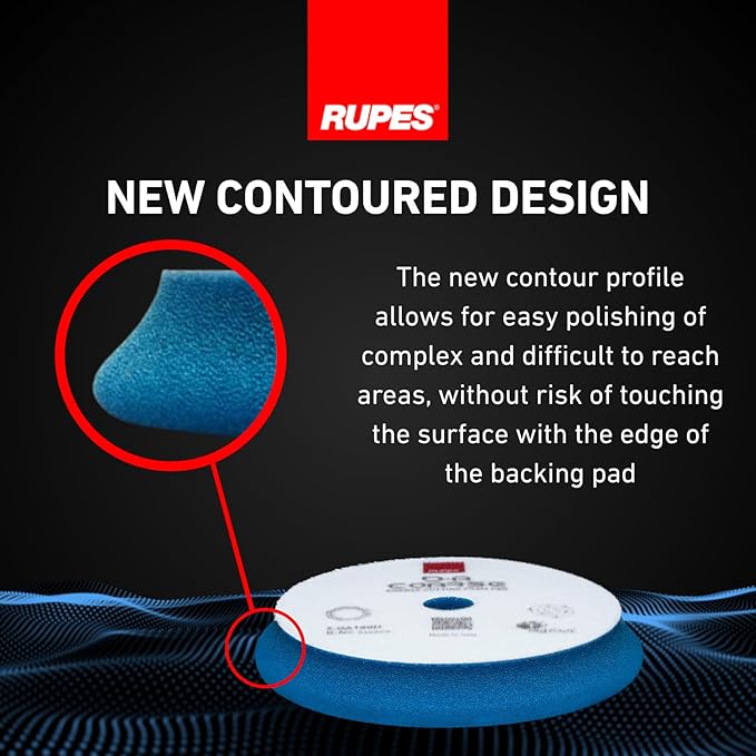 RUPES 9.DA180H Pack of 48 Blue D-A Coarse Cutting Foam Pads 180mm | Ideal for Paint Correction & Gloss Enhancement | Mild to Severe Defect Removal | Compatible with 6" Backing Plate