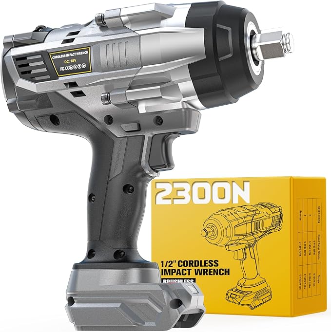 DIYtoolifz Cordless Impact Wrench 1/2" Compatible with DeWalt 20V Battery, 1700 Ft-lbs (2300 Nm) High Torque Impact Driver, Electric Impact Gun with 4 Modes & LED Light for Car, Truck(Bare Tool)