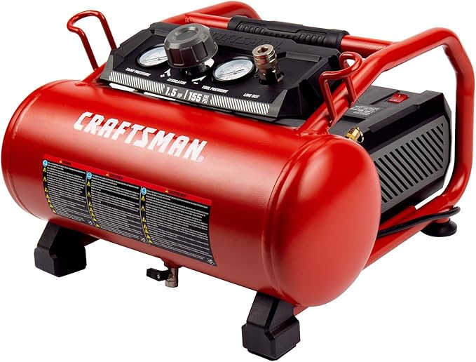 Craftsman Air Compressor 3 Gallon Portable Hotdog Air Compressor, Max 155 PSI 2.6 CFM@90psi Oil-Free Electric Workshop Air Compressors, CMXECXA0200341