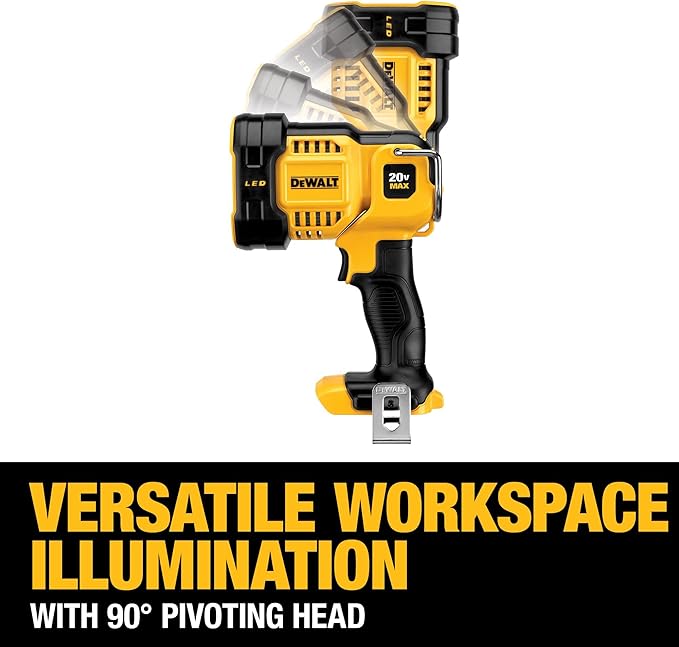 DEWALT 20V MAX LED Work Light, Handheld Spotlight with 508 Yard Distance, Pivoting Head, 1500 Lumens, Cordless, Battery Not Included (DCL043)